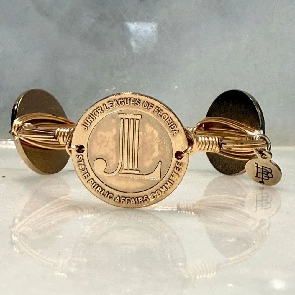 NWOT Vtg Bourbon and Bowties Junior Leagues of Florida Gold-tone Bangle Bracelet